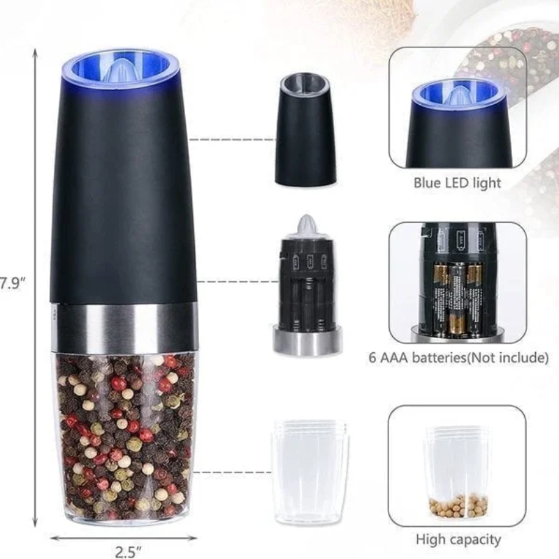 Automatic Electric Gravity Induction Salt and Pepper Grinder